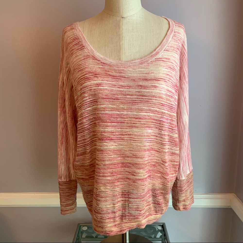American Rag pink ombre nubby textured sweater 3/4 dolman sleeve round neck